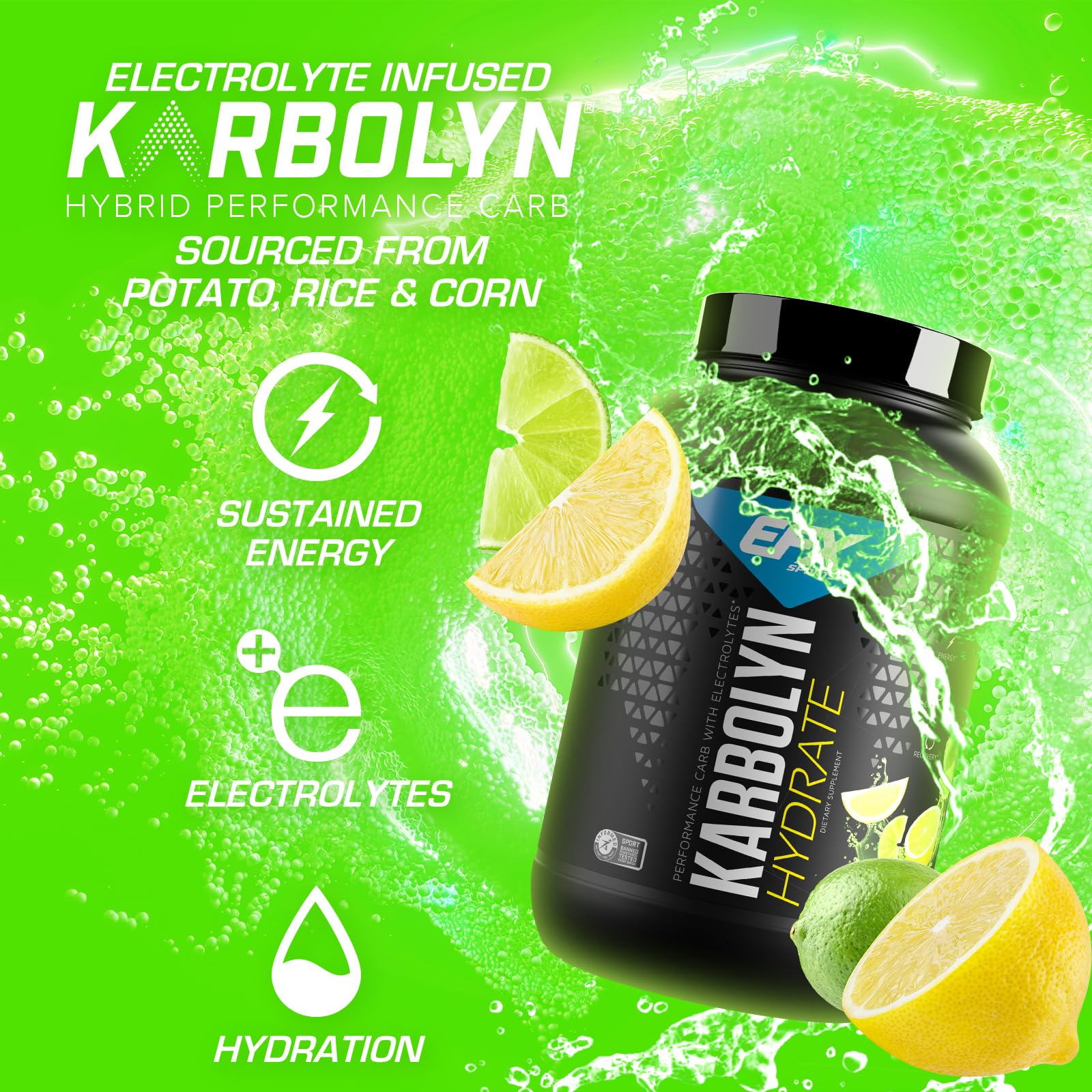 EFX Karbolyn Hydrate label close-up showing sugar-free formula.
