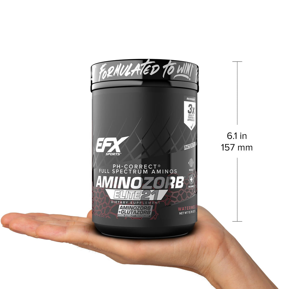EFX Sports Aminozorb Elite 21 composition graphic showing amino acids