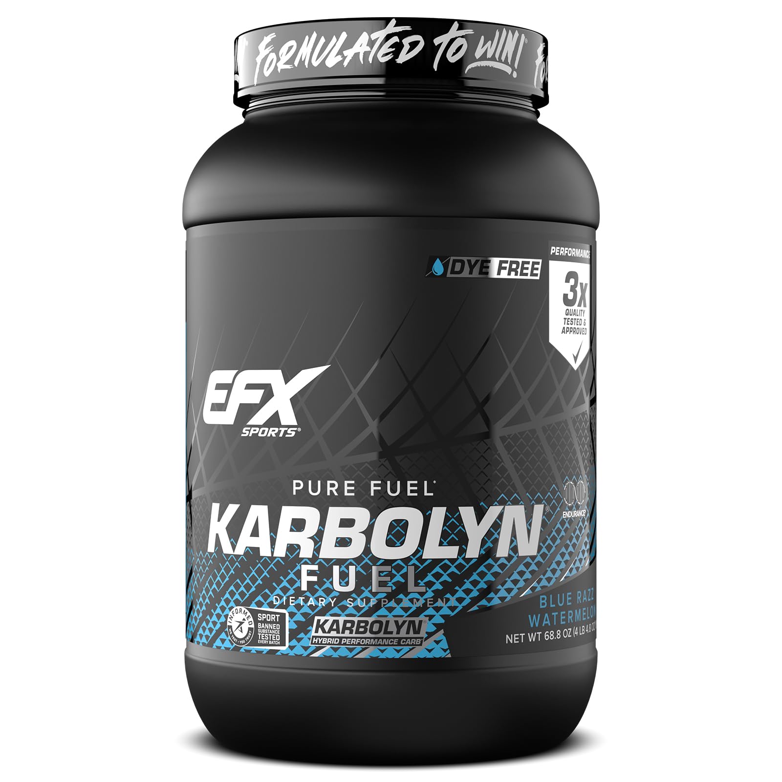 EFX Sports Karbolyn Fuel bottle front view in Blue Razz Watermelon for fast energy