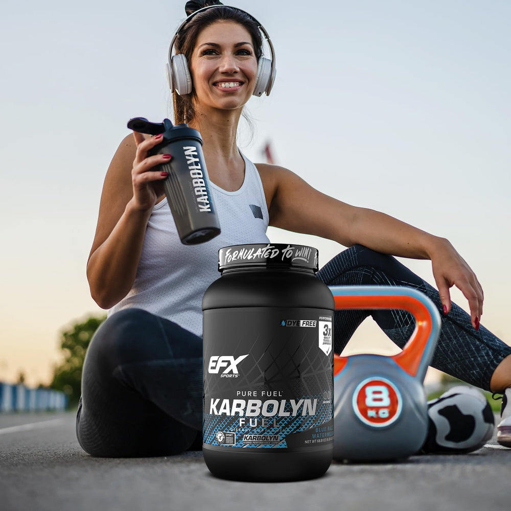 Gym shelf display of EFX Karbolyn Fuel 36 servings