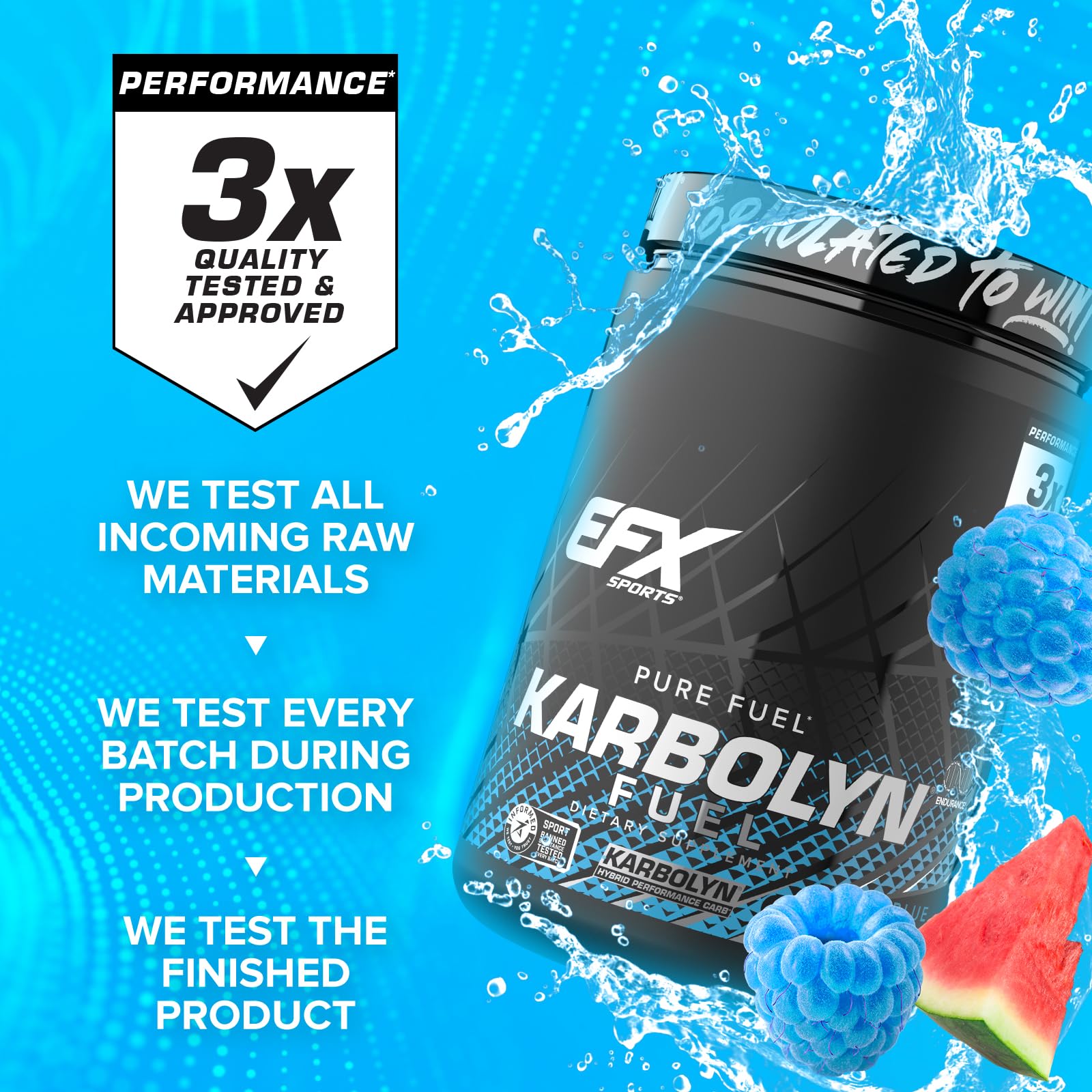 EFX Sports Karbolyn Fuel pre-workout use for sustained energy.