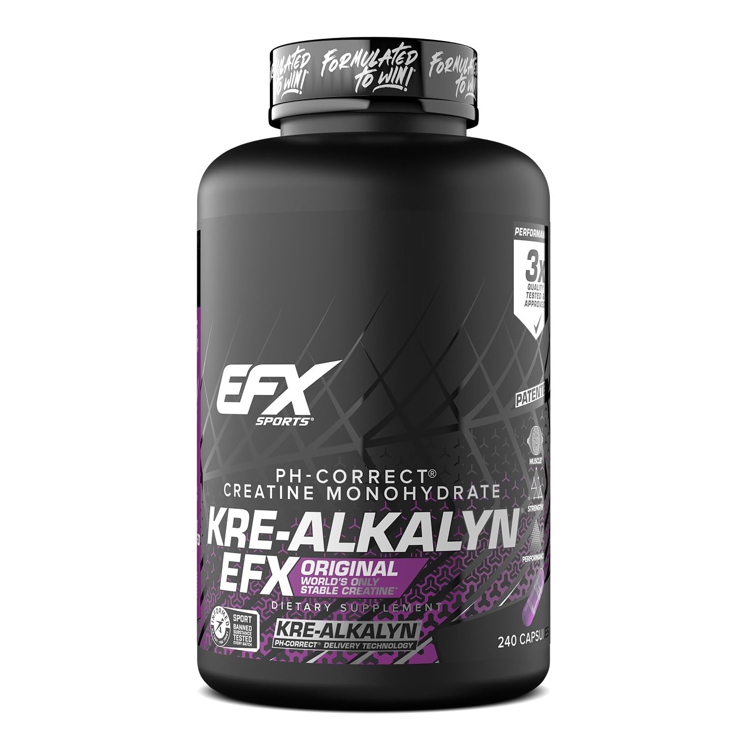 EFX Kre-Alkalyn EFX bottle front for convenient supplementation.