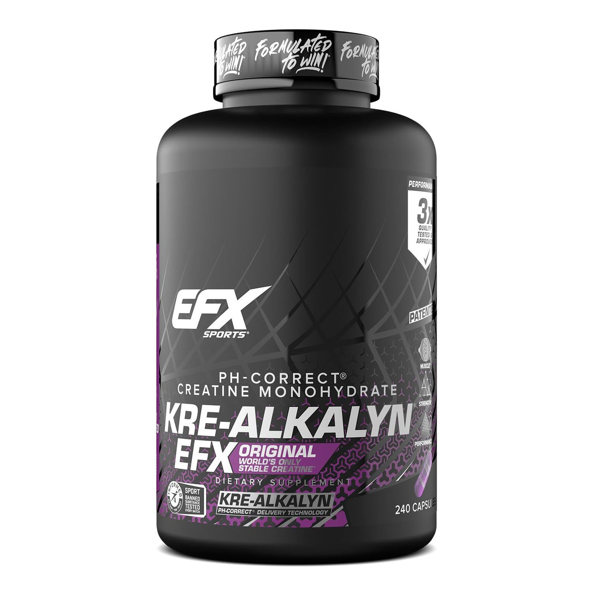EFX Kre-Alkalyn EFX bottle front for convenient supplementation.