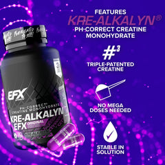 EFX Sports Kre-Alkalyn EFX bottle in gym bag ready for on-the-go use.