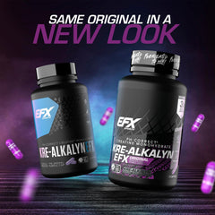 EFX Sports Kre-Alkalyn EFX capsules closeup highlighting compact, portable creatine capsules.