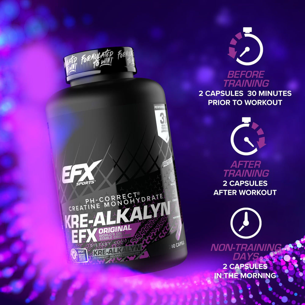 Gym setting with Kre-Alkalyn EFX bottle on workout bench.