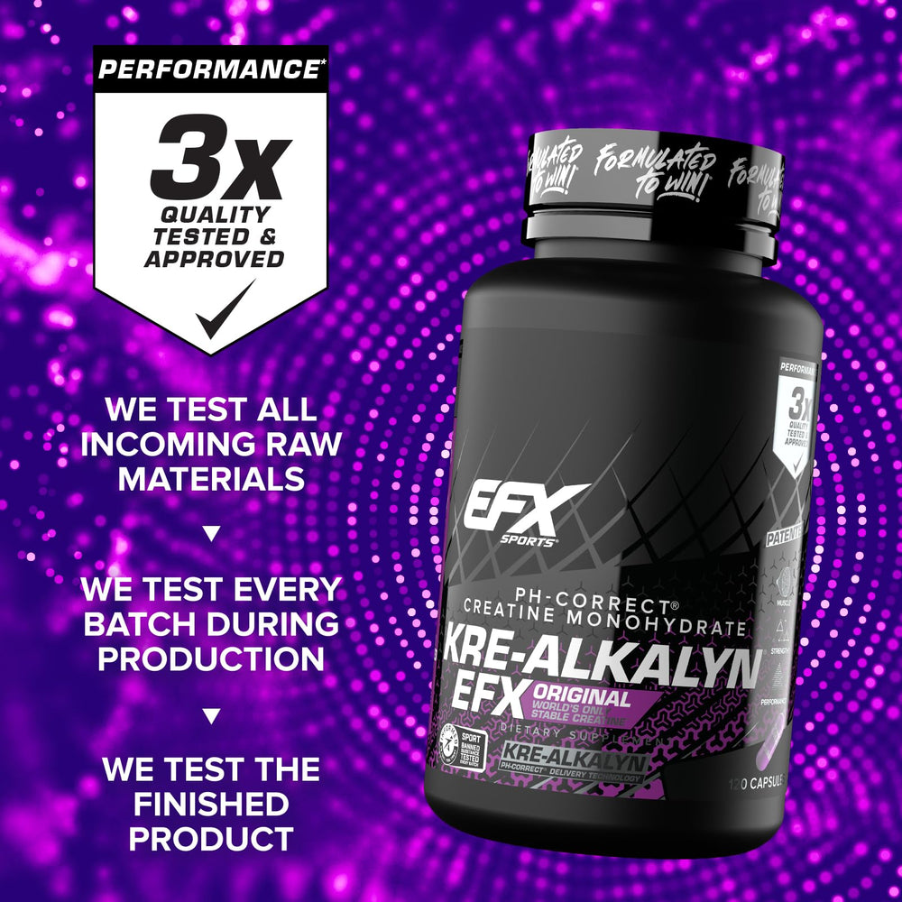 EFX Sports Kre-Alkalyn EFX instruction card with usage guidance.