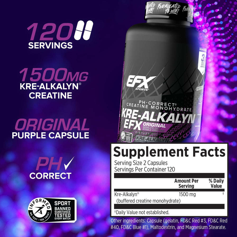 Label close-up highlighting pH-buffered creatine and serving size.
