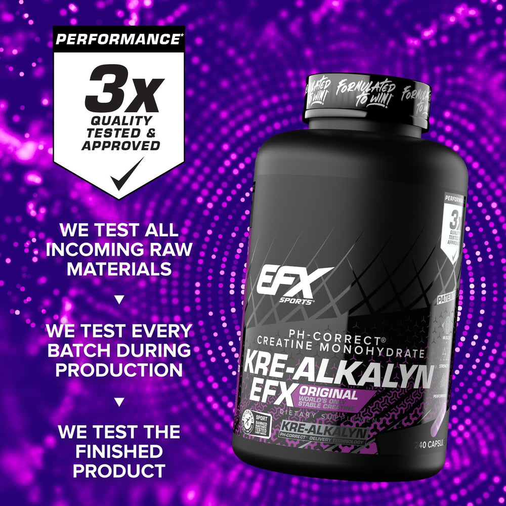 Pack with bag showing travel-friendly Kre-Alkalyn EFX packaging.