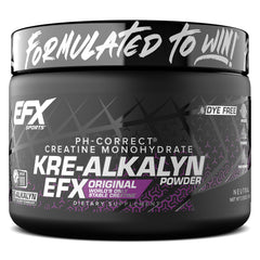 EFX Kre-Alkalyn EFX powder bottle shows stable creatine for workouts.