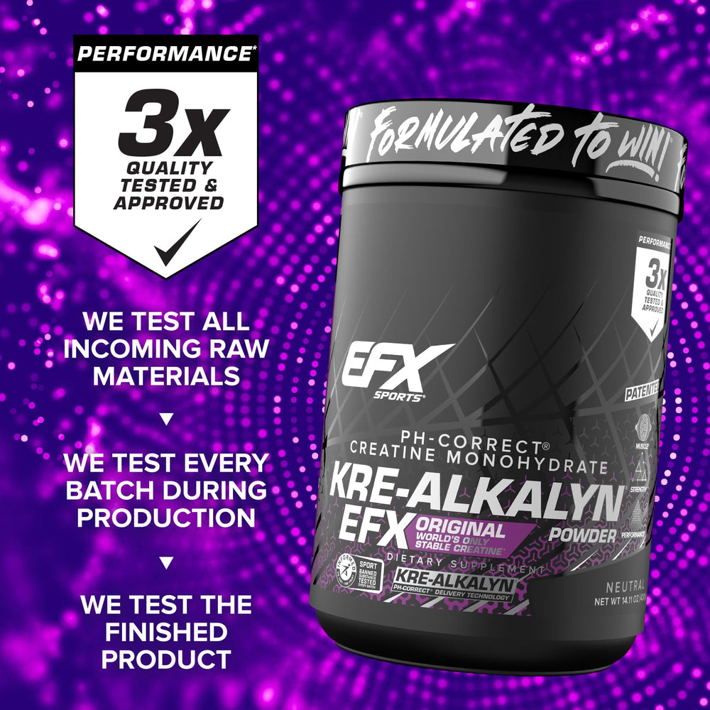 EFX Sports Kre-Alkalyn EFX powder being poured into a shaker.