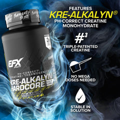 EFX Kre-Alkalyn Hardcore powder form displays fine texture for quick mix.