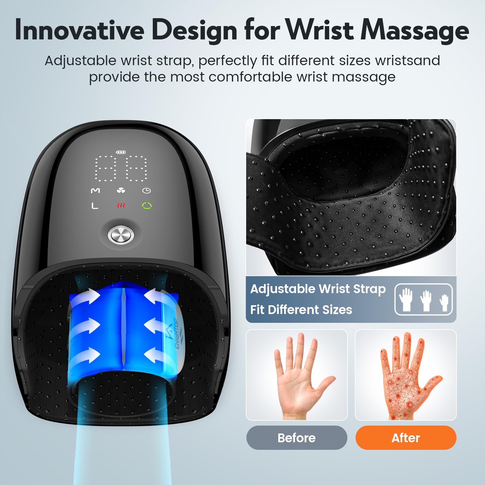 Ehightop 6-zone air compression targeting fingers and wrists