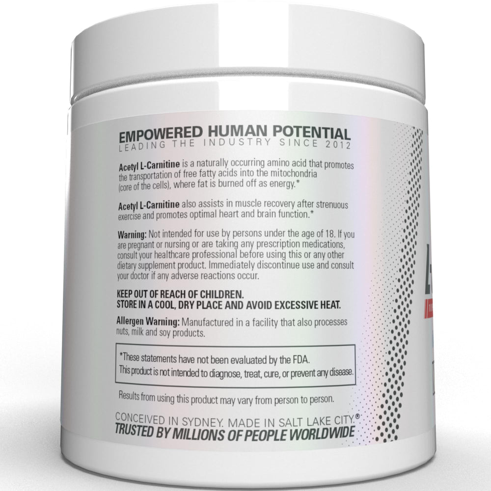 EHP Labs Acetyl L Carnitine bottle on kitchen counter for everyday use.