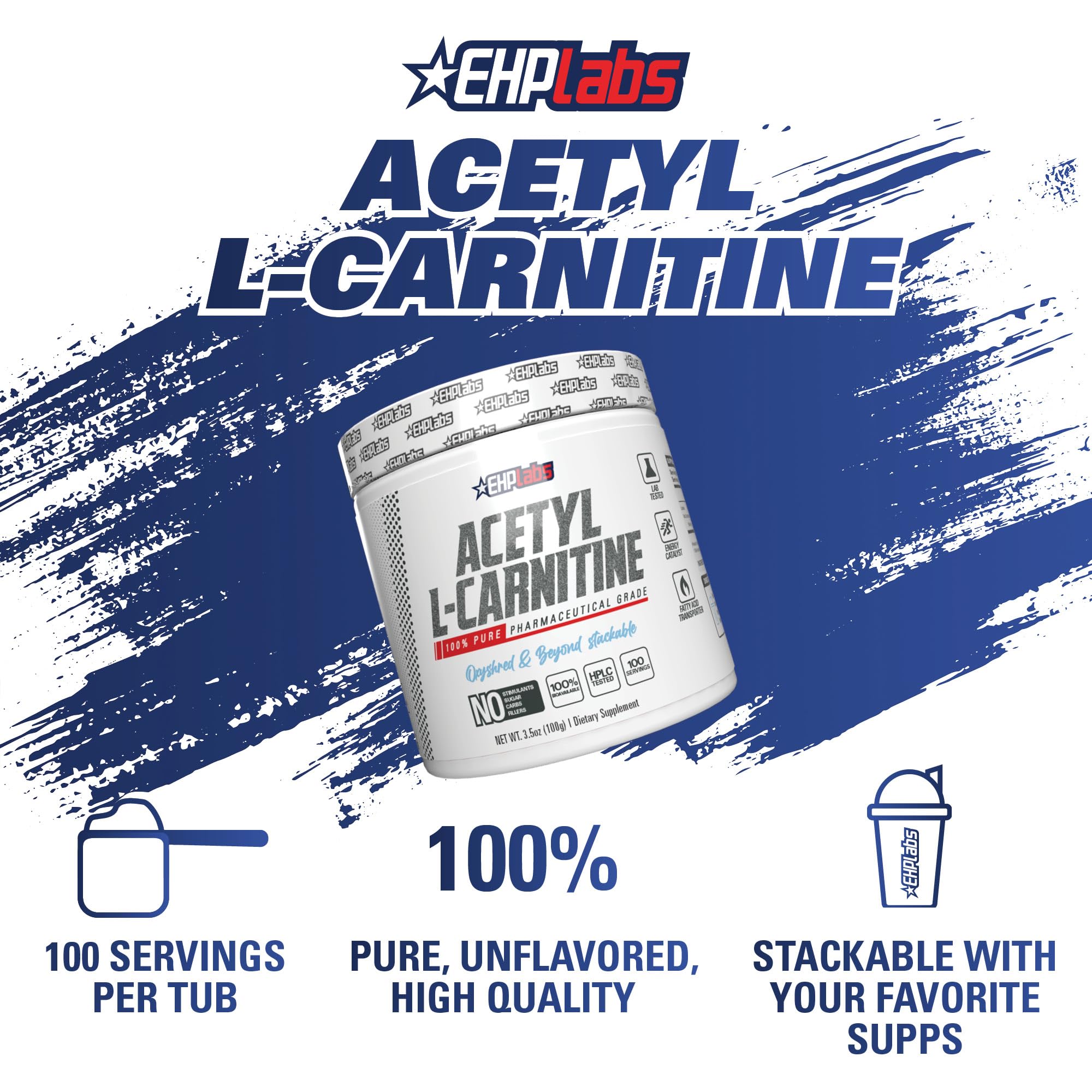 Close-up of EHP Labs Acetyl L Carnitine powder texture in a glass.
