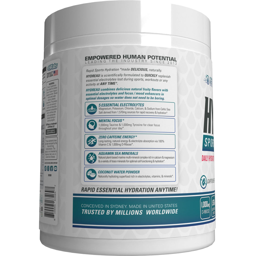 EHP Labs Hydreau post-workout recovery image depicts refreshing electrolyte balance after training.