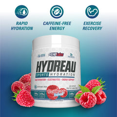 EHP Labs Hydreau pre-workout athlete image suggests ready-to-hydrate energy support.