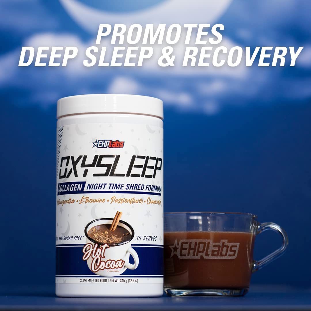 EHP Labs OxySleep mixing glass showing easy bedtime preparation