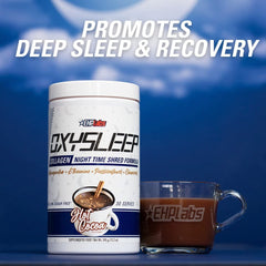 EHP Labs OxySleep mixing glass showing easy bedtime preparation
