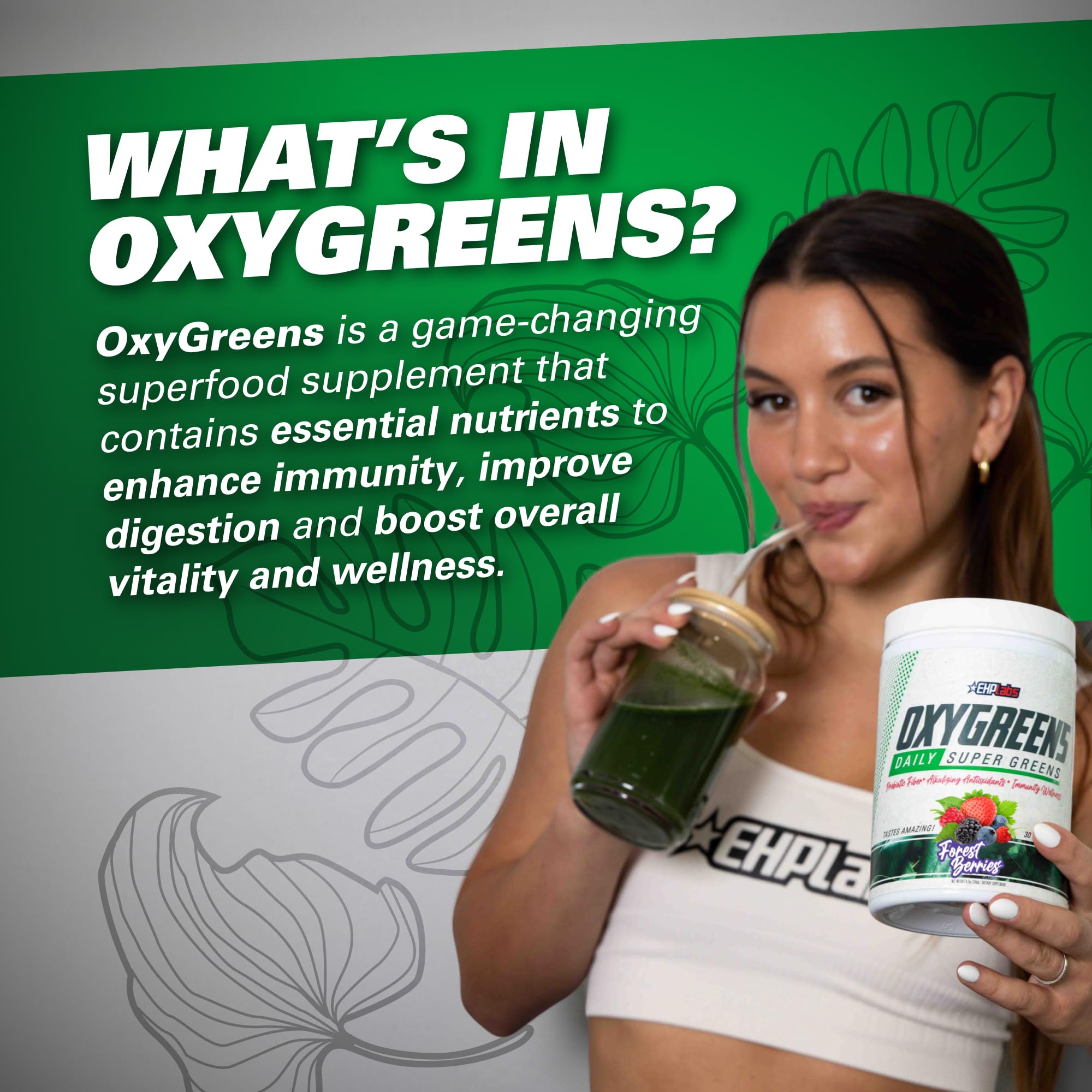 EHP Labs OxyGreens forest berries scoop for easy one-scoop servings