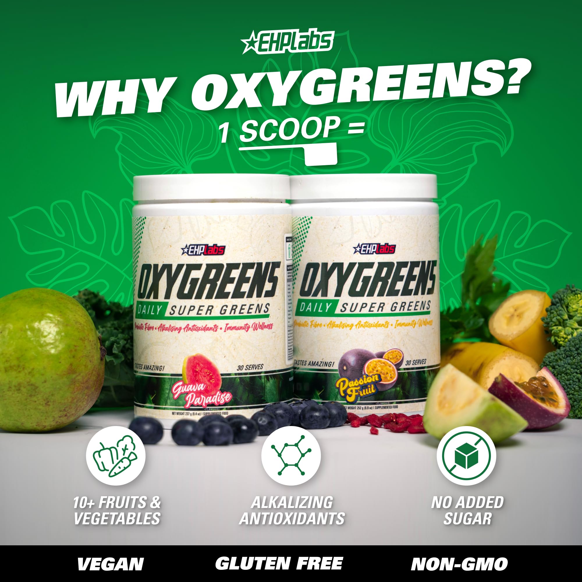 EHP Labs OxyGreens glass with mixed powder demonstrates refreshing hydration