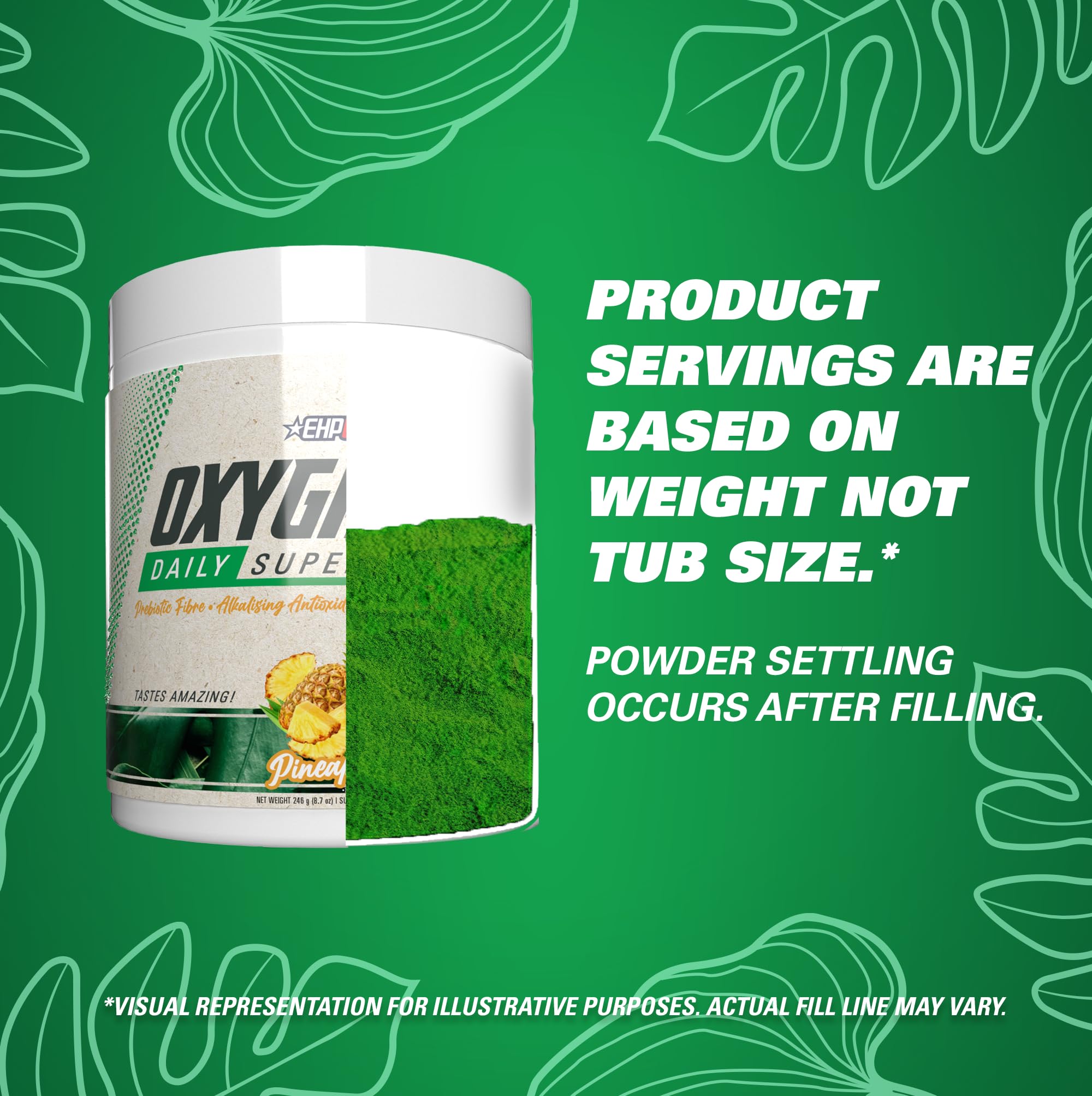 EHP Labs OxyGreens nutrition label close-up emphasizes vitamins and minerals