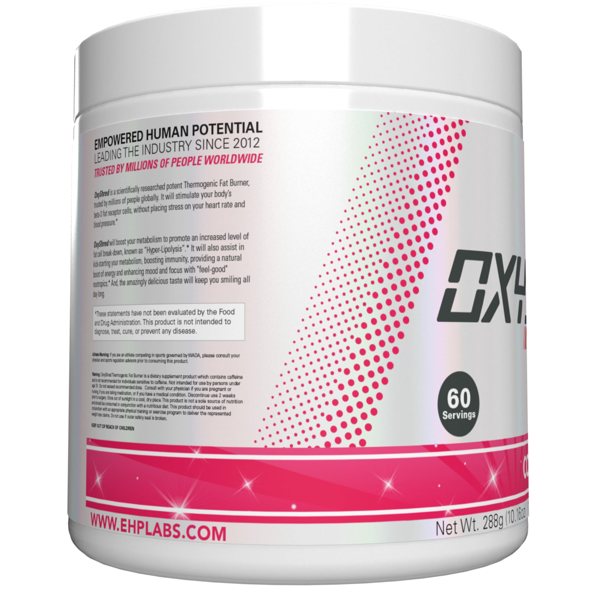 EHP Labs OxyShred Cosmic Blast powder dissolving in water in a glass