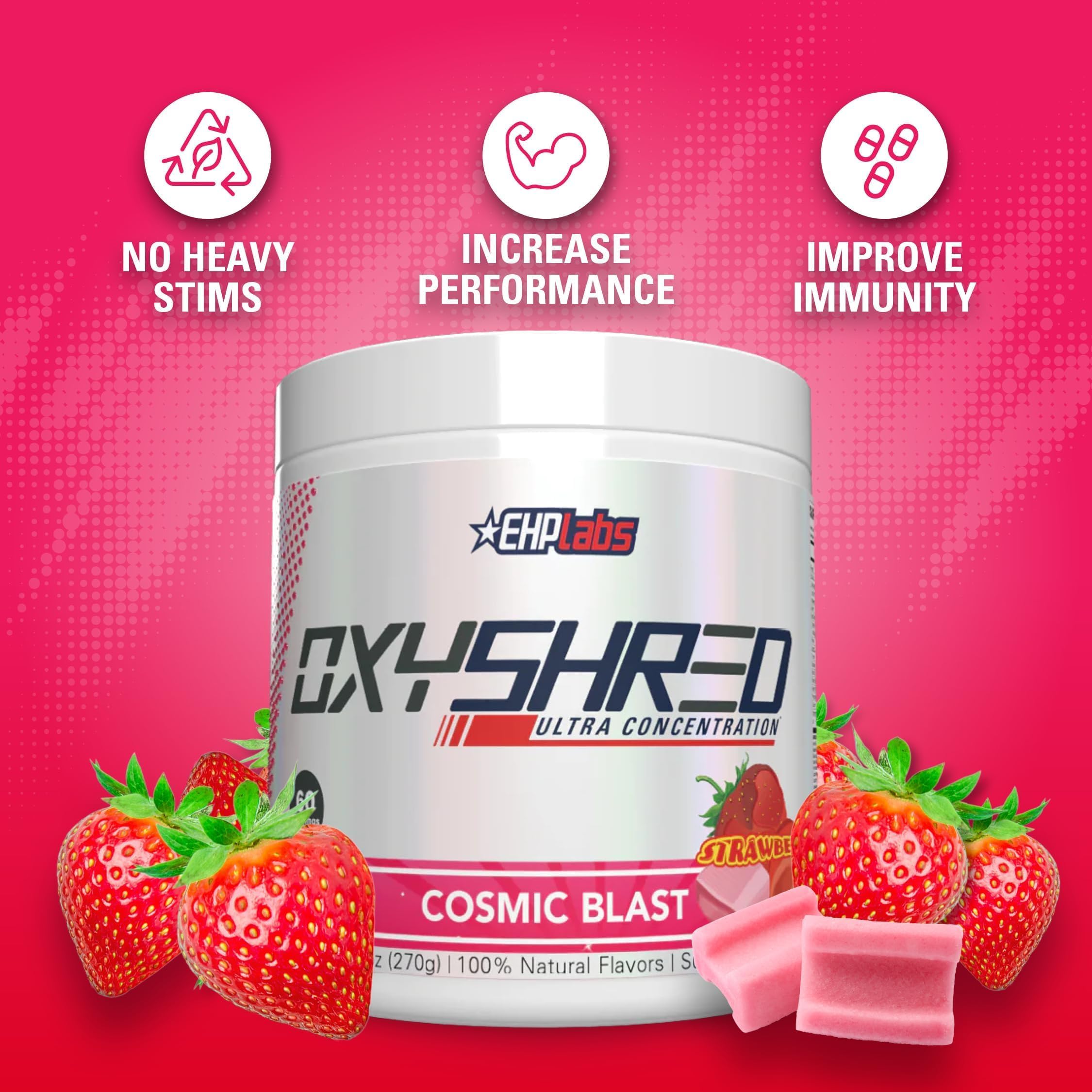 EHP Labs OxyShred Cosmic Blast shaker bottle ready for gym session