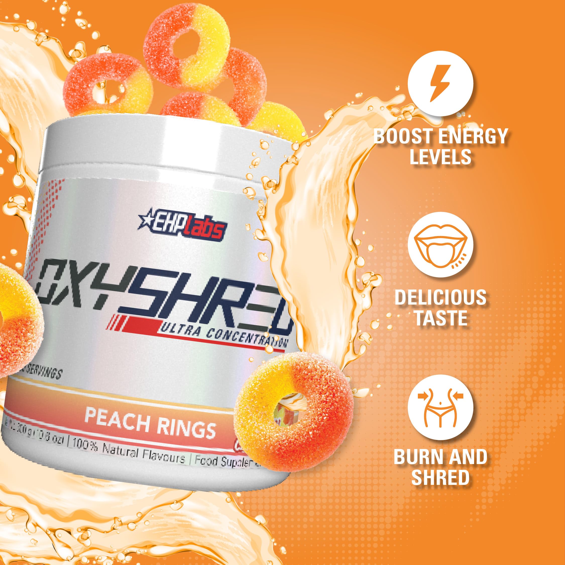Powder dissolving in water to create a peach flavored workout drink