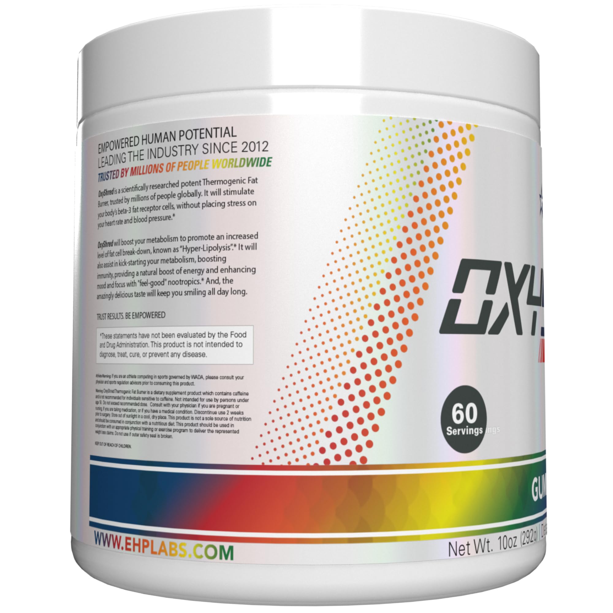EHP Labs OxyShred gummy snake flavor label invites flavor-driven routine.