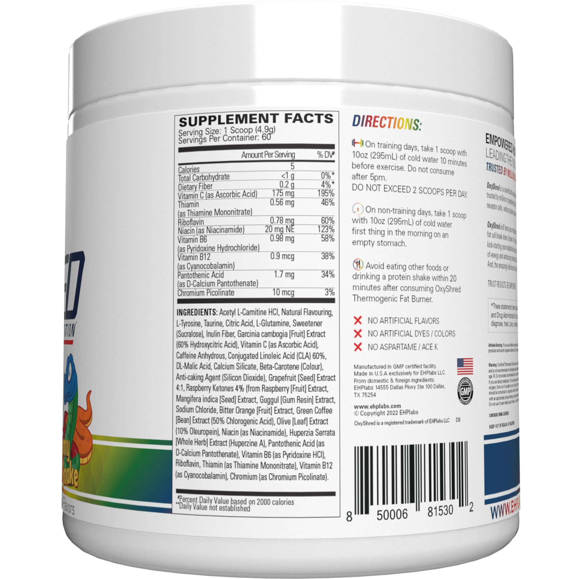 EHP Labs OxyShred L-glutamine ingredient close-up hints recovery support.