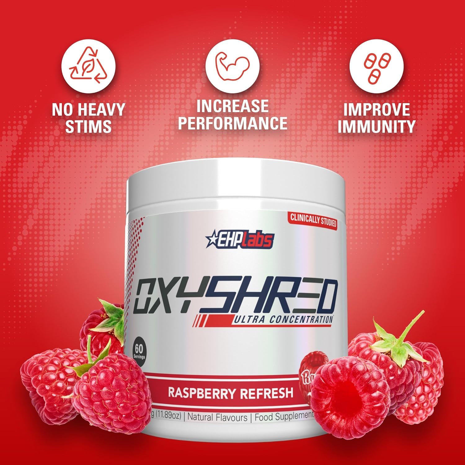 EHP Labs OxyShred L-glutamine powder supports recovery during workouts.