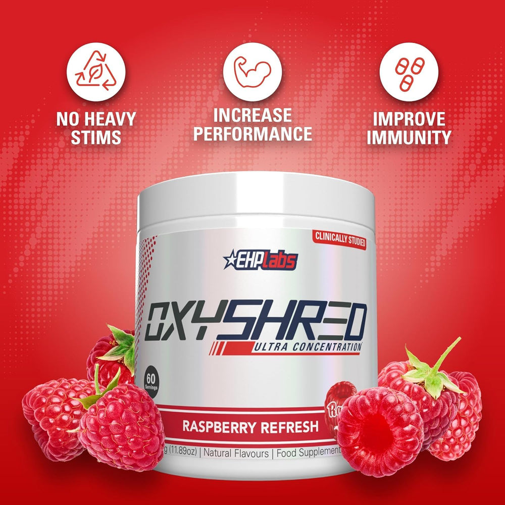 EHP Labs OxyShred L-glutamine powder supports recovery during workouts.
