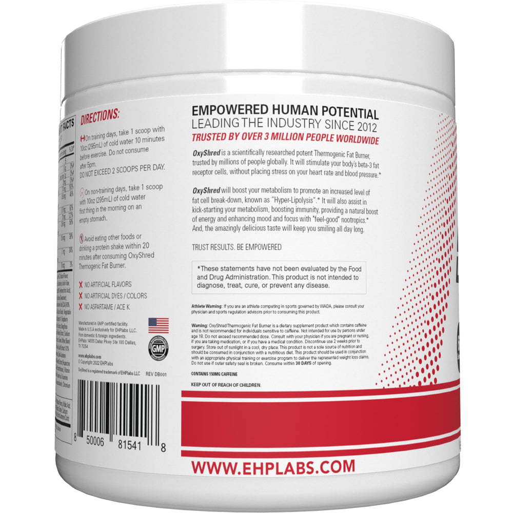 EHP Labs OxyShred prebiotic complex supports gut-friendly nutrition.