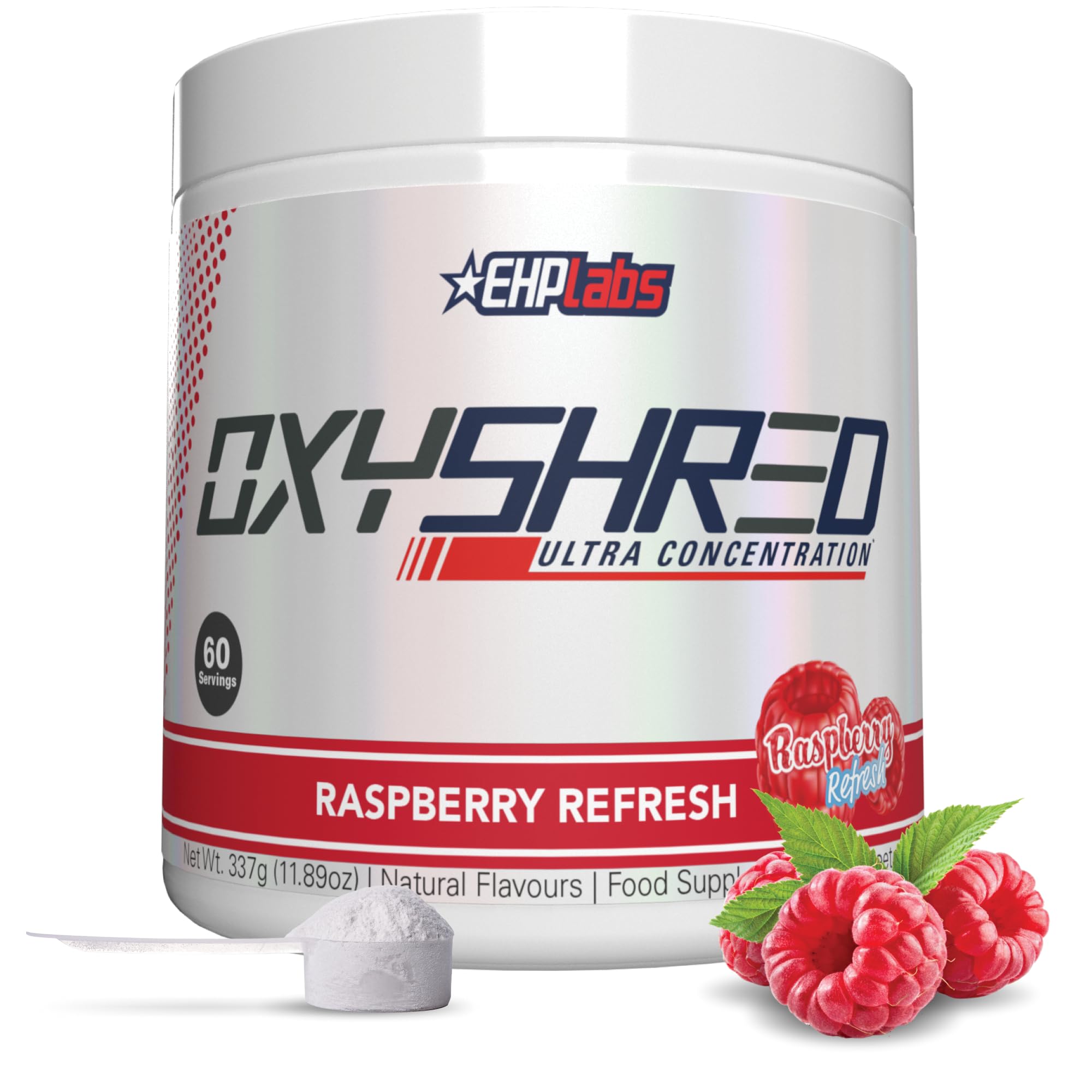 EHP Labs OxyShred Raspberry Refresh bottle ready for an energetic workout.