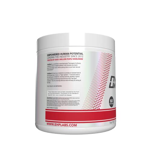 EHP Labs OxyShred Raspberry Refresh tub of pre-workout powder on display.