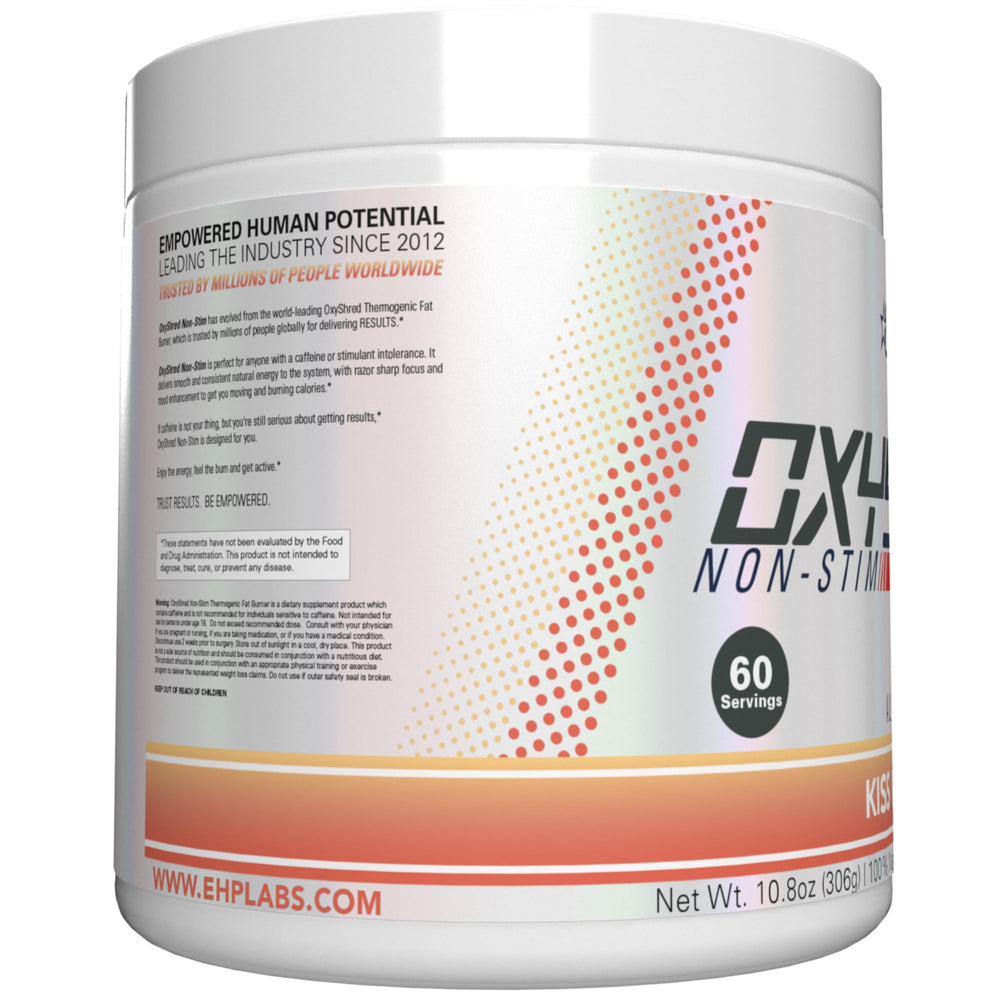 EHP Labs OxyShred GMP facility badge on packaging.