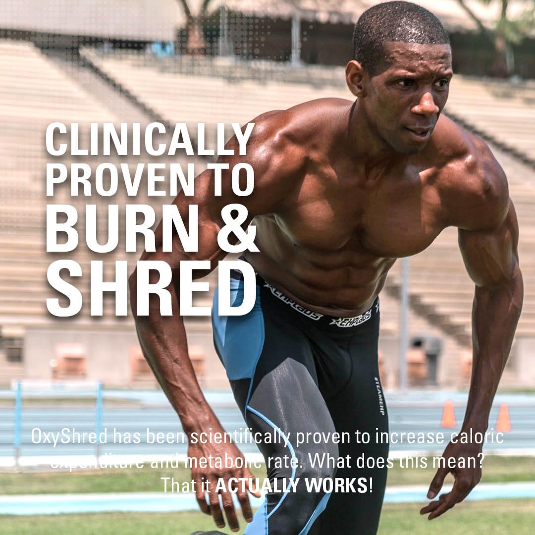 OxyShred Guava Paradise highlights L-Glutamine and Acetyl-L-Carnitine.