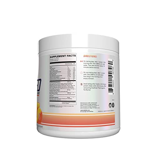 Close-up of peach flavor and powder texture in OxyShred.