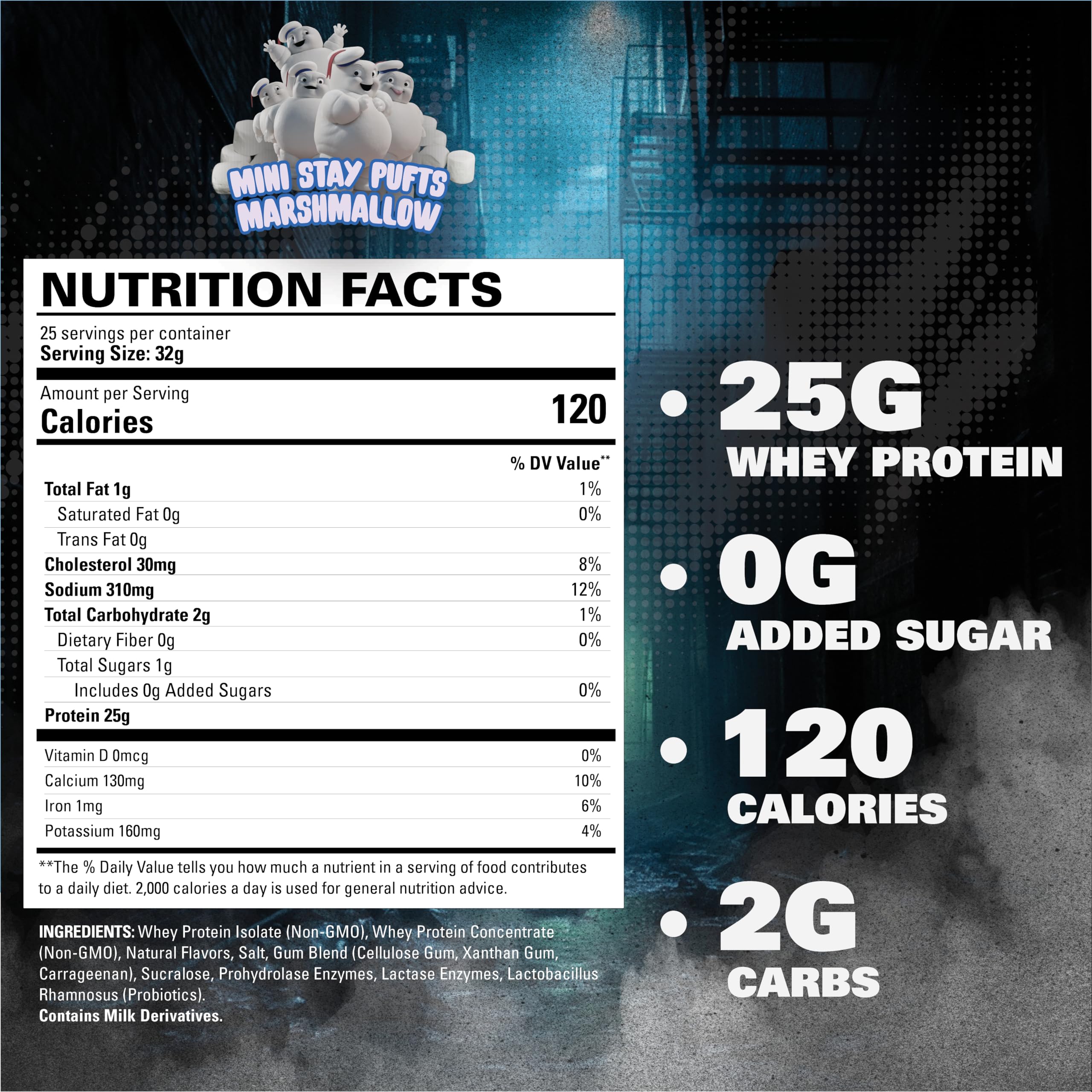 OxyWhey protein scoop showing 25g serving