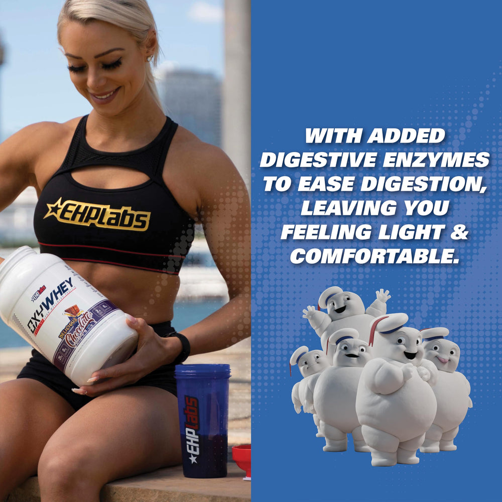 Glass of OxyWhey shake with marshmallow flavor