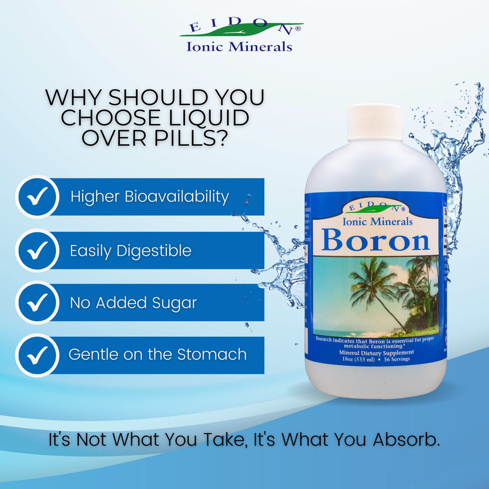 Eidon Boron Drops drops into water for simple daily use