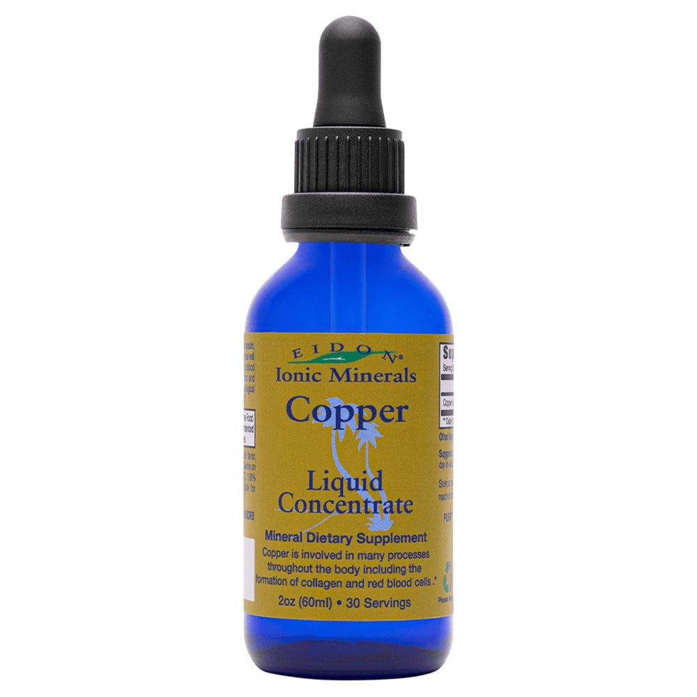 Eidon Ionic Minerals Copper bottle pour for daily mineral support and cardiovascular-friendly use