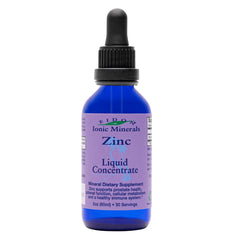 Eidon Ionic Minerals Zinc bottle with liquid drops for daily immune and skin support.