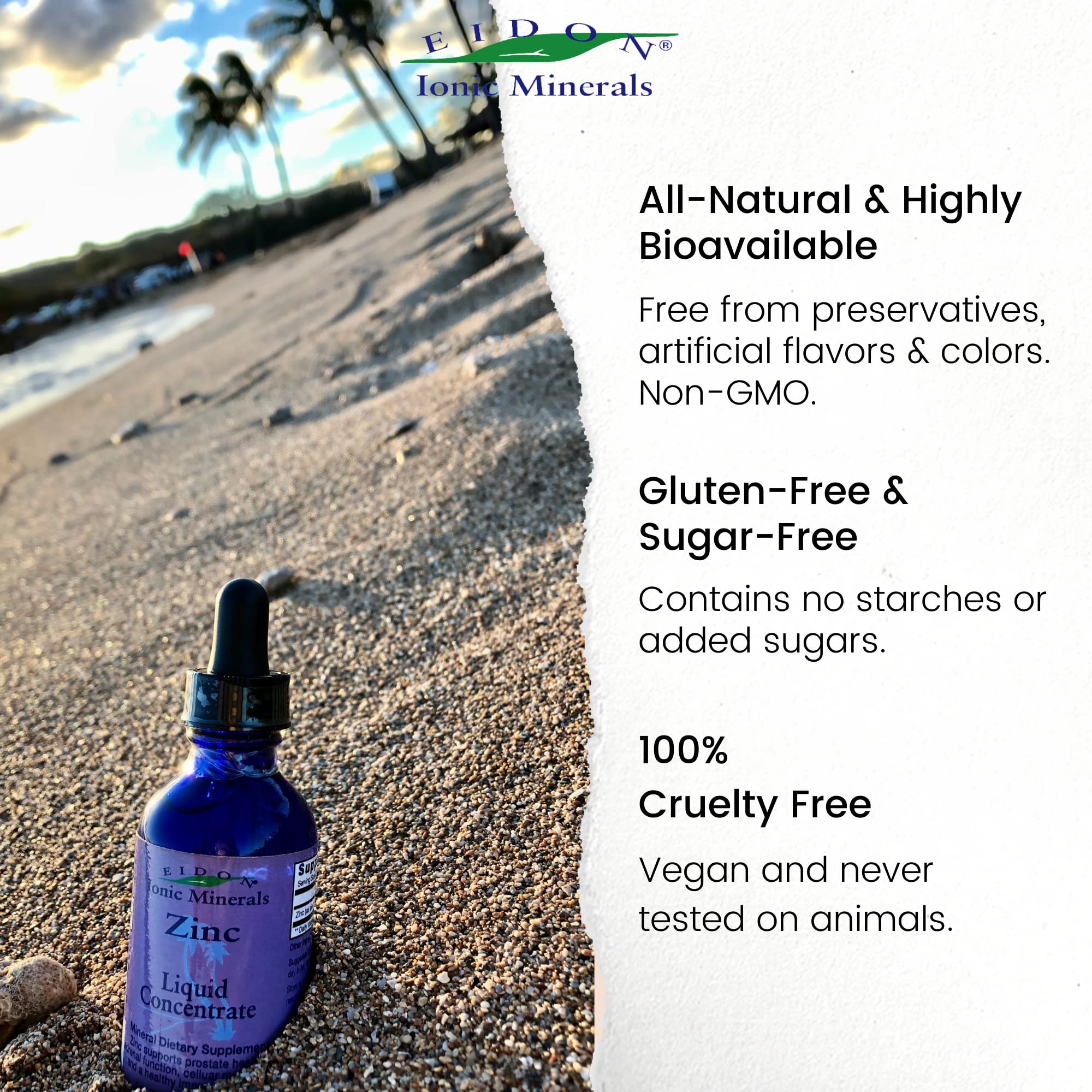 Eidon Ionic Minerals skin and hair health from zinc drops.