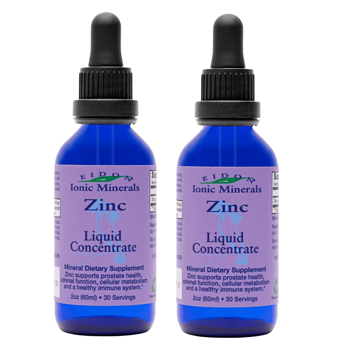 Eidon Ionic Zinc Drops bottle with dropper for immune support and healthy skin.