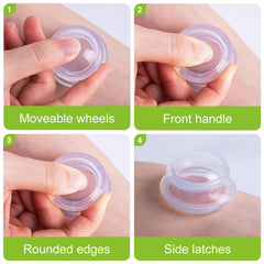 Eiito cupping therapy set dimensions illustrate large, medium, and small cups for shoulder, back, and leg use.