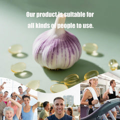 EILTEAU odorless garlic softgels packaging on white background highlighting no garlic breath.