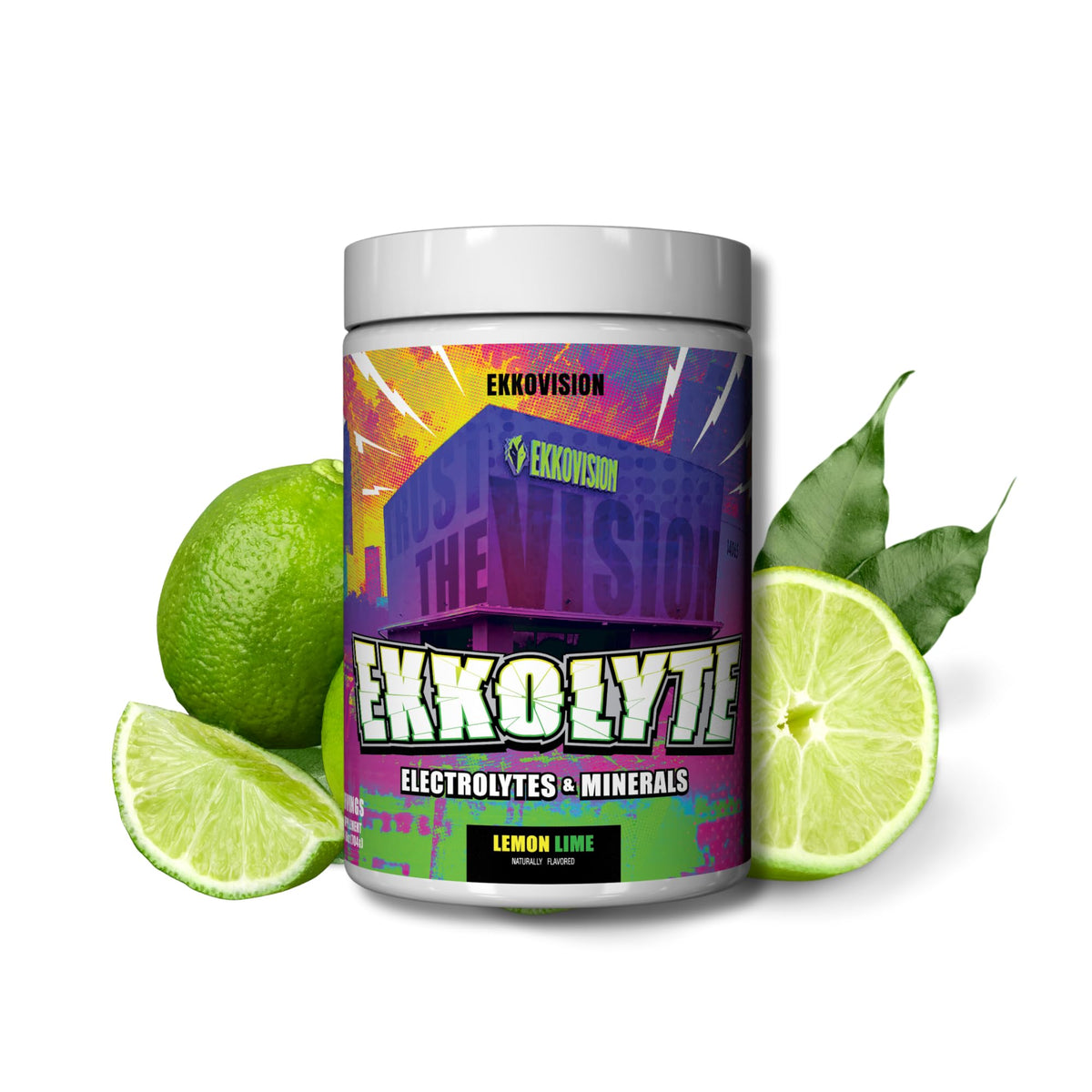 Ekkolyte tub label by Ekkovision showing hydration formula for daily use.