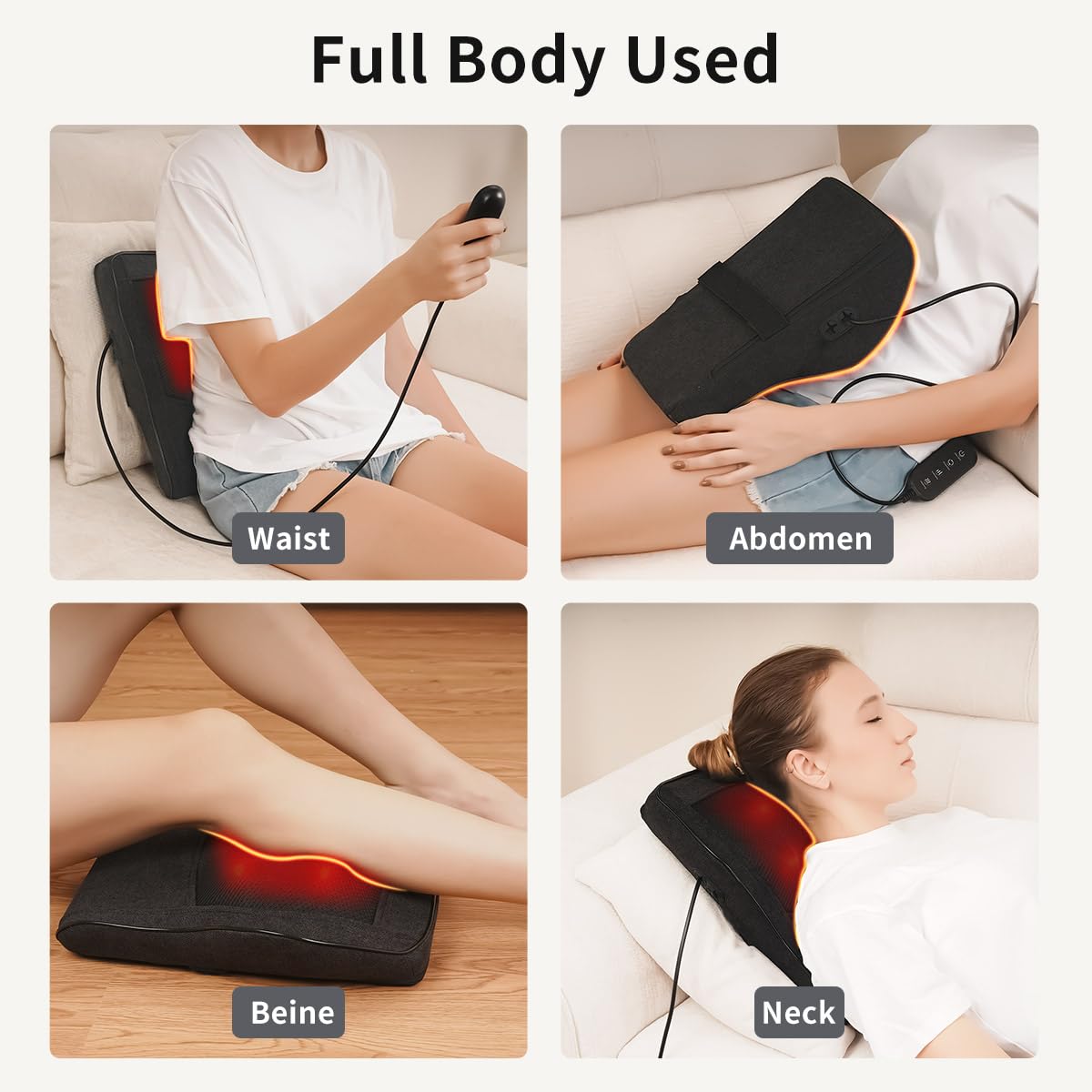 Ekmoey portable massager pillow fits easily on chairs for on-the-go relief.